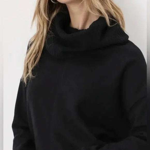 NWT Lulus Autumn Daze Black Cowl Neck Long Sleeve Sweater Dress - Size L - Picture 4 of 15